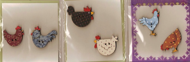 hand painted wooden buttons - chickens