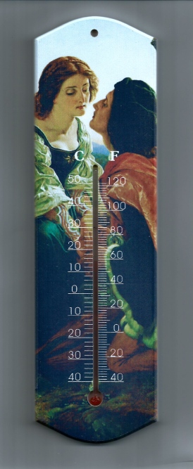 picture wall hung thermometer - two lovers