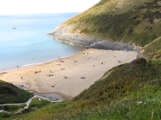 the beach at Mwnt - its a long way down those steps